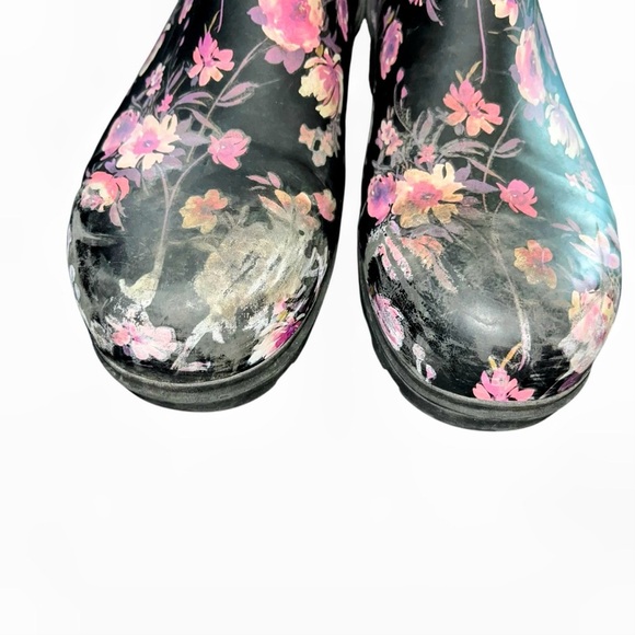 Bogs Laurel Chelsea Safety Toe Work Waterproof Boots Rain black purple flowers 6 - Picture 6 of 7